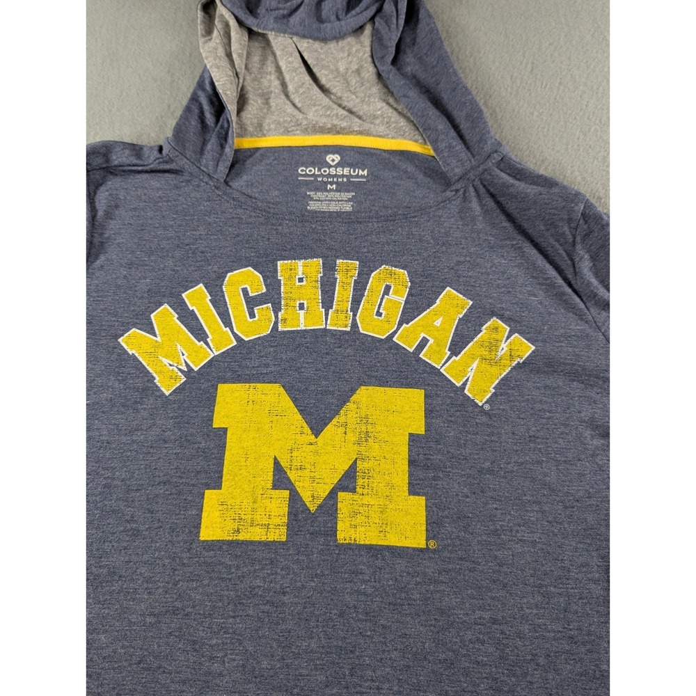 Colosseum Womens Michigan Wolverines Lightweight Hoodie Size M Navy‎ Blue Yellow